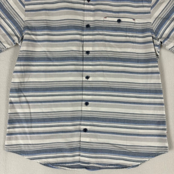 Grizzly Mountain Men's Short Sleeve Woven Shirt L White, Blue and Gray Stripes - Picture 6 of 12